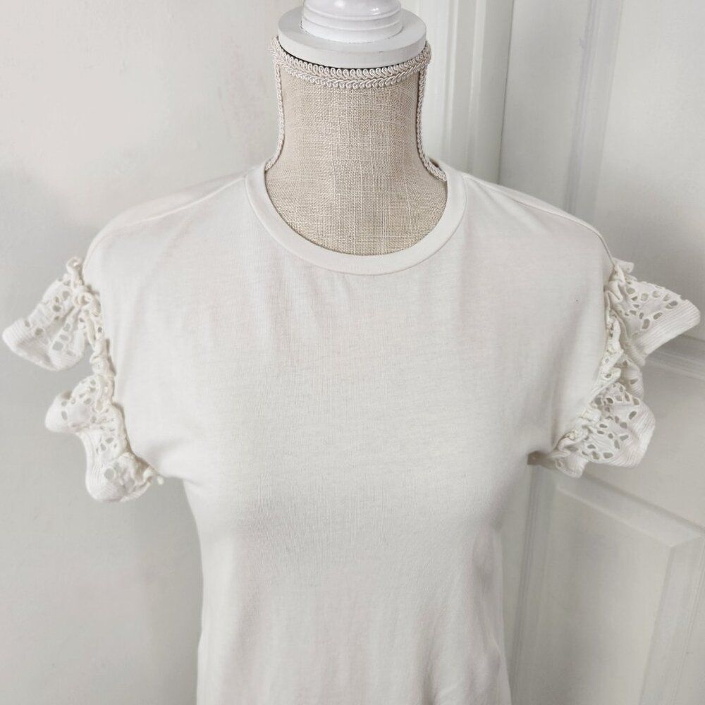 All Saints Dress Womens XS White Trixi Ruffle Eyelet Sleeves Mini Resortwear - Picture 2 of 13